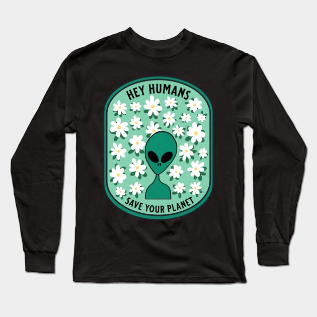 Front and Back Alien Long Sleeve T-Shirt by Downtown Rose